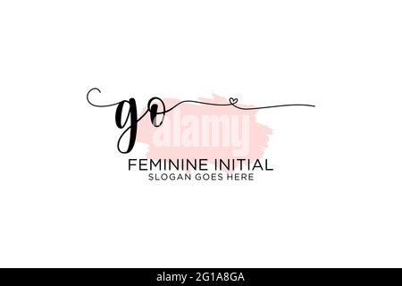 GO beauty monogram and elegant logo design handwriting logo of initial signature, wedding, fashion, floral and botanical with creative template. Stock Vector