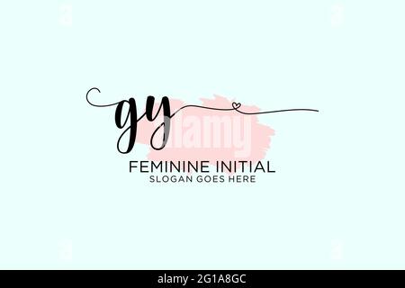 GY beauty monogram and elegant logo design handwriting logo of initial signature, wedding, fashion, floral and botanical with creative template. Stock Vector