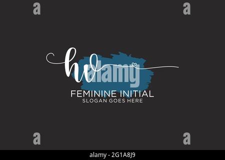 HV beauty monogram and elegant logo design handwriting logo of initial signature, wedding, fashion, floral and botanical with creative template. Stock Vector