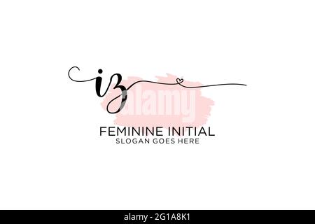 IZ beauty monogram and elegant logo design handwriting logo of initial signature, wedding, fashion, floral and botanical with creative template. Stock Vector