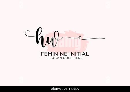 HW beauty monogram and elegant logo design handwriting logo of initial signature, wedding, fashion, floral and botanical with creative template. Stock Vector