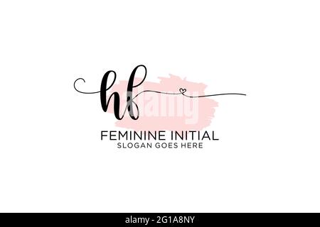 HF beauty monogram and elegant logo design handwriting logo of initial signature, wedding, fashion, floral and botanical with creative template. Stock Vector