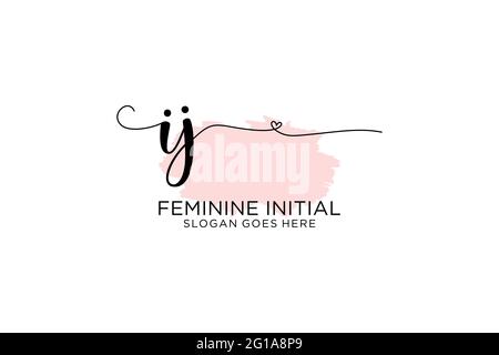 IJ beauty monogram and elegant logo design handwriting logo of initial signature, wedding, fashion, floral and botanical with creative template. Stock Vector