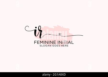 IR beauty monogram and elegant logo design handwriting logo of initial signature, wedding, fashion, floral and botanical with creative template. Stock Vector