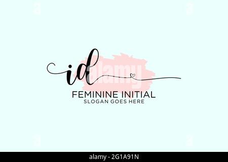 ID beauty monogram and elegant logo design handwriting logo of initial signature, wedding, fashion, floral and botanical with creative template. Stock Vector