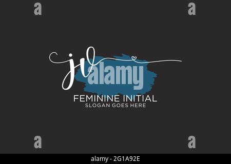 JV beauty monogram and elegant logo design handwriting logo of initial signature, wedding, fashion, floral and botanical with creative template. Stock Vector