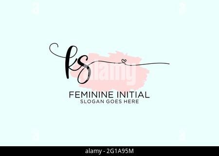 KS beauty monogram and elegant logo design handwriting logo of initial signature, wedding, fashion, floral and botanical with creative template. Stock Vector