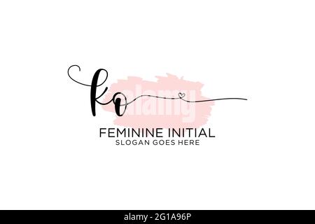 KO beauty monogram and elegant logo design handwriting logo of initial signature, wedding, fashion, floral and botanical with creative template. Stock Vector
