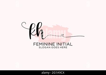 KH beauty monogram and elegant logo design handwriting logo of initial signature, wedding, fashion, floral and botanical with creative template. Stock Vector