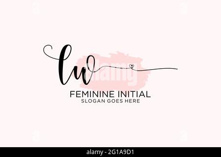 LW beauty monogram and elegant logo design handwriting logo of initial signature, wedding, fashion, floral and botanical with creative template. Stock Vector