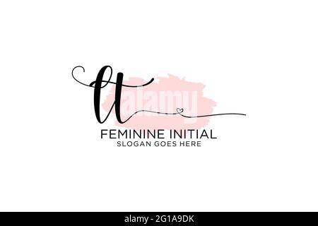 LT beauty monogram and elegant logo design handwriting logo of initial signature, wedding, fashion, floral and botanical with creative template. Stock Vector