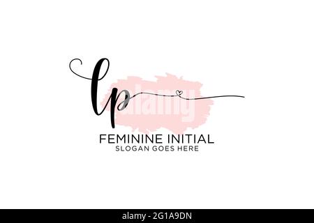 LP beauty monogram and elegant logo design handwriting logo of initial signature, wedding, fashion, floral and botanical with creative template. Stock Vector