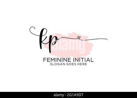 KP beauty monogram and elegant logo design handwriting logo of initial signature, wedding, fashion, floral and botanical with creative template. Stock Vector