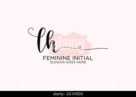 LHbeauty monogram and elegant logo design handwriting logo of initial signature, wedding, fashion, floral and botanical with creative template. Stock Vector