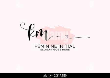 KM beauty monogram and elegant logo design handwriting logo of initial signature, wedding, fashion, floral and botanical with creative template. Stock Vector