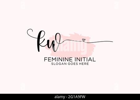 KW beauty monogram and elegant logo design handwriting logo of initial signature, wedding, fashion, floral and botanical with creative template. Stock Vector