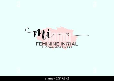 MI beauty monogram and elegant logo design handwriting logo of initial signature, wedding, fashion, floral and botanical with creative template. Stock Vector