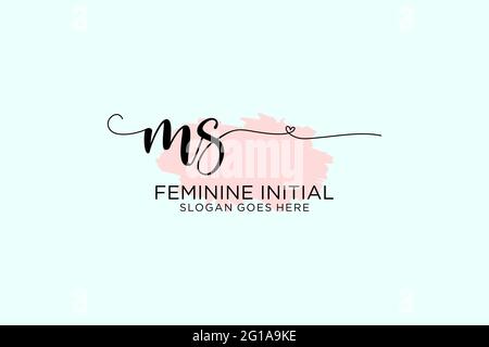 MS beauty monogram and elegant logo design handwriting logo of initial signature, wedding, fashion, floral and botanical with creative template. Stock Vector