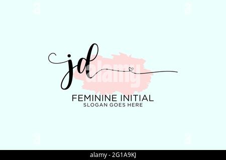 JD beauty monogram and elegant logo design handwriting logo of initial signature, wedding, fashion, floral and botanical with creative template. Stock Vector