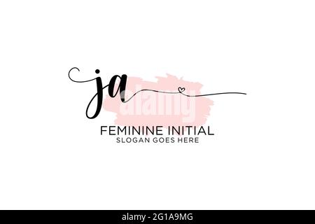 JA beauty monogram and elegant logo design handwriting logo of initial signature, wedding, fashion, floral and botanical with creative template. Stock Vector