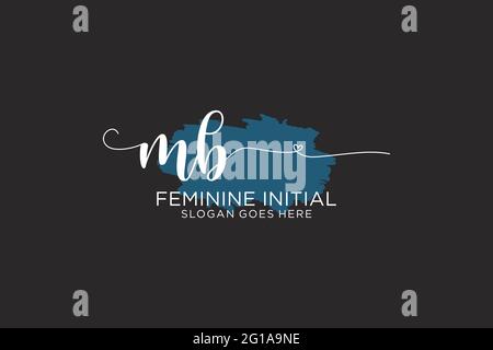 MB beauty monogram and elegant logo design handwriting logo of initial signature, wedding, fashion, floral and botanical with creative template. Stock Vector