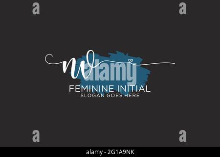 NV beauty monogram and elegant logo design handwriting logo of initial signature, wedding, fashion, floral and botanical with creative template. Stock Vector