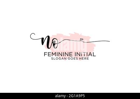 NO beauty monogram and elegant logo design handwriting logo of initial signature, wedding, fashion, floral and botanical with creative template. Stock Vector
