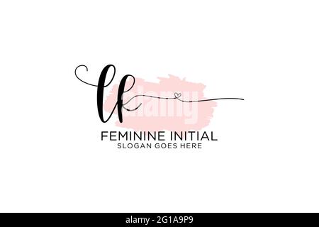 LK beauty monogram and elegant logo design handwriting logo of initial signature, wedding, fashion, floral and botanical with creative template. Stock Vector