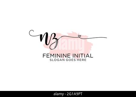 NZ beauty monogram and elegant logo design handwriting logo of initial signature, wedding, fashion, floral and botanical with creative template. Stock Vector