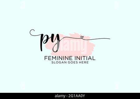 PY beauty monogram and elegant logo design handwriting logo of initial signature, wedding, fashion, floral and botanical with creative template. Stock Vector