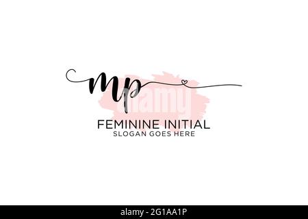 MP beauty monogram and elegant logo design handwriting logo of initial signature, wedding, fashion, floral and botanical with creative template. Stock Vector