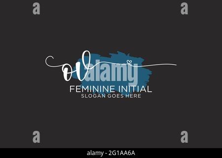 OV beauty monogram and elegant logo design handwriting logo of initial signature, wedding, fashion, floral and botanical with creative template. Stock Vector