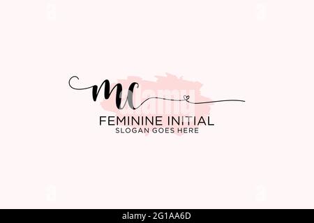 MC beauty monogram and elegant logo design handwriting logo of initial signature, wedding, fashion, floral and botanical with creative template. Stock Vector
