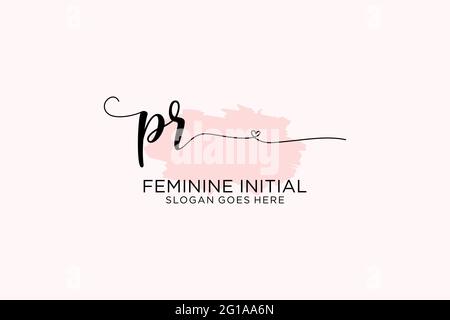 PR beauty monogram and elegant logo design handwriting logo of initial signature, wedding, fashion, floral and botanical with creative template. Stock Vector