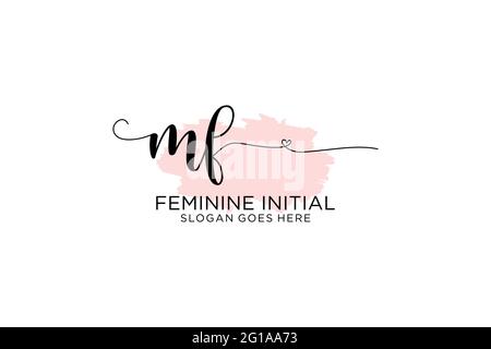 MF beauty monogram and elegant logo design handwriting logo of initial signature, wedding, fashion, floral and botanical with creative template. Stock Vector