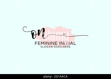 ON beauty monogram and elegant logo design handwriting logo of initial signature, wedding, fashion, floral and botanical with creative template. Stock Vector