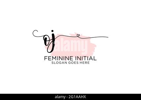 OJ beauty monogram and elegant logo design handwriting logo of initial signature, wedding, fashion, floral and botanical with creative template. Stock Vector