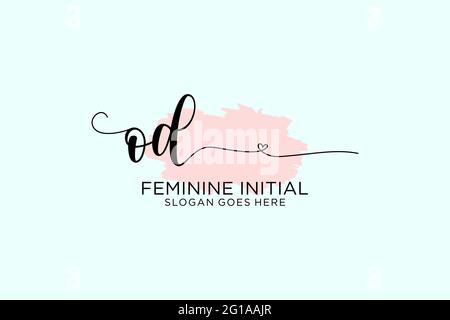 OD beauty monogram and elegant logo design handwriting logo of initial signature, wedding, fashion, floral and botanical with creative template. Stock Vector