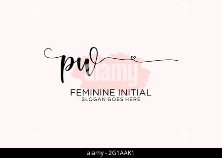 PW beauty monogram and elegant logo design handwriting logo of initial signature, wedding, fashion, floral and botanical with creative template. Stock Vector