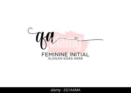 QA beauty monogram and elegant logo design handwriting logo of initial signature, wedding, fashion, floral and botanical with creative template. Stock Vector