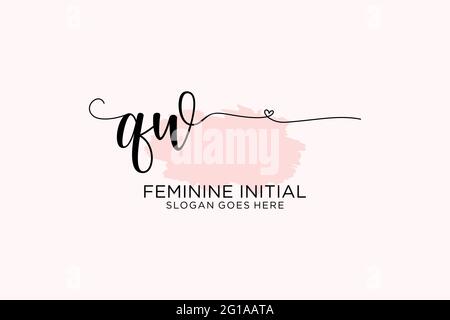 QW beauty monogram and elegant logo design handwriting logo of initial signature, wedding, fashion, floral and botanical with creative template. Stock Vector