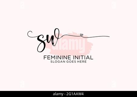 SW beauty monogram and elegant logo design handwriting logo of initial signature, wedding, fashion, floral and botanical with creative template. Stock Vector