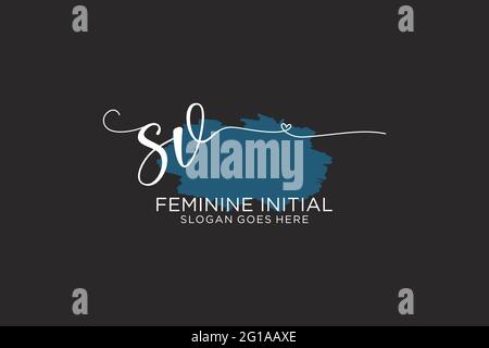 SV beauty monogram and elegant logo design handwriting logo of initial signature, wedding, fashion, floral and botanical with creative template. Stock Vector