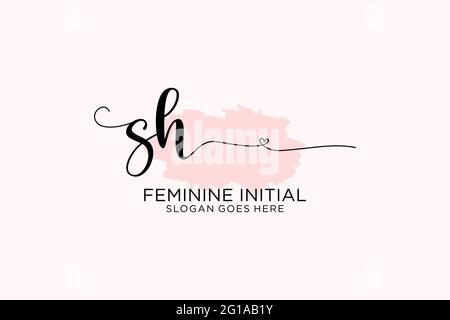 SH beauty monogram and elegant logo design handwriting logo of initial signature, wedding, fashion, floral and botanical with creative template. Stock Vector