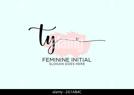 TY beauty monogram and elegant logo design handwriting logo of initial signature, wedding, fashion, floral and botanical with creative template. Stock Vector