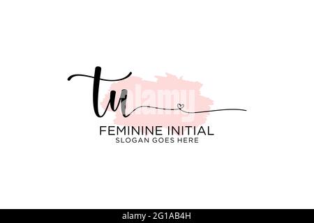 TU beauty monogram and elegant logo design handwriting logo of initial signature, wedding, fashion, floral and botanical with creative template. Stock Vector