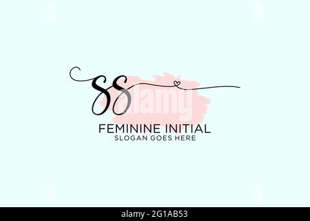 SS beauty monogram and elegant logo design handwriting logo of initial signature, wedding, fashion, floral and botanical with creative template. Stock Vector