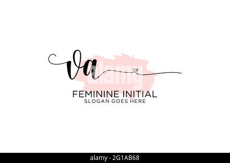 VA beauty monogram and elegant logo design handwriting logo of initial signature, wedding, fashion, floral and botanical with creative template. Stock Vector