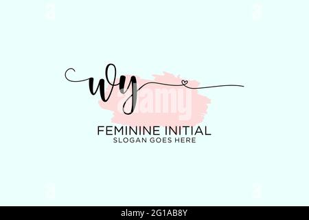 WY beauty monogram and elegant logo design handwriting logo of initial signature, wedding, fashion, floral and botanical with creative template. Stock Vector