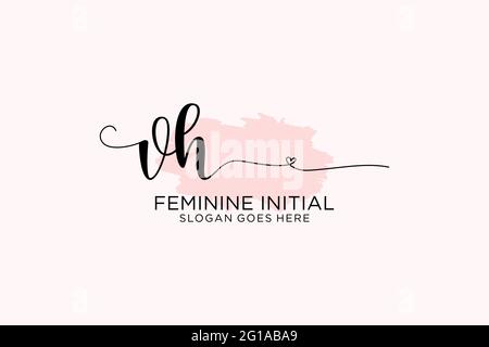 VH beauty monogram and elegant logo design handwriting logo of initial signature, wedding, fashion, floral and botanical with creative template. Stock Vector